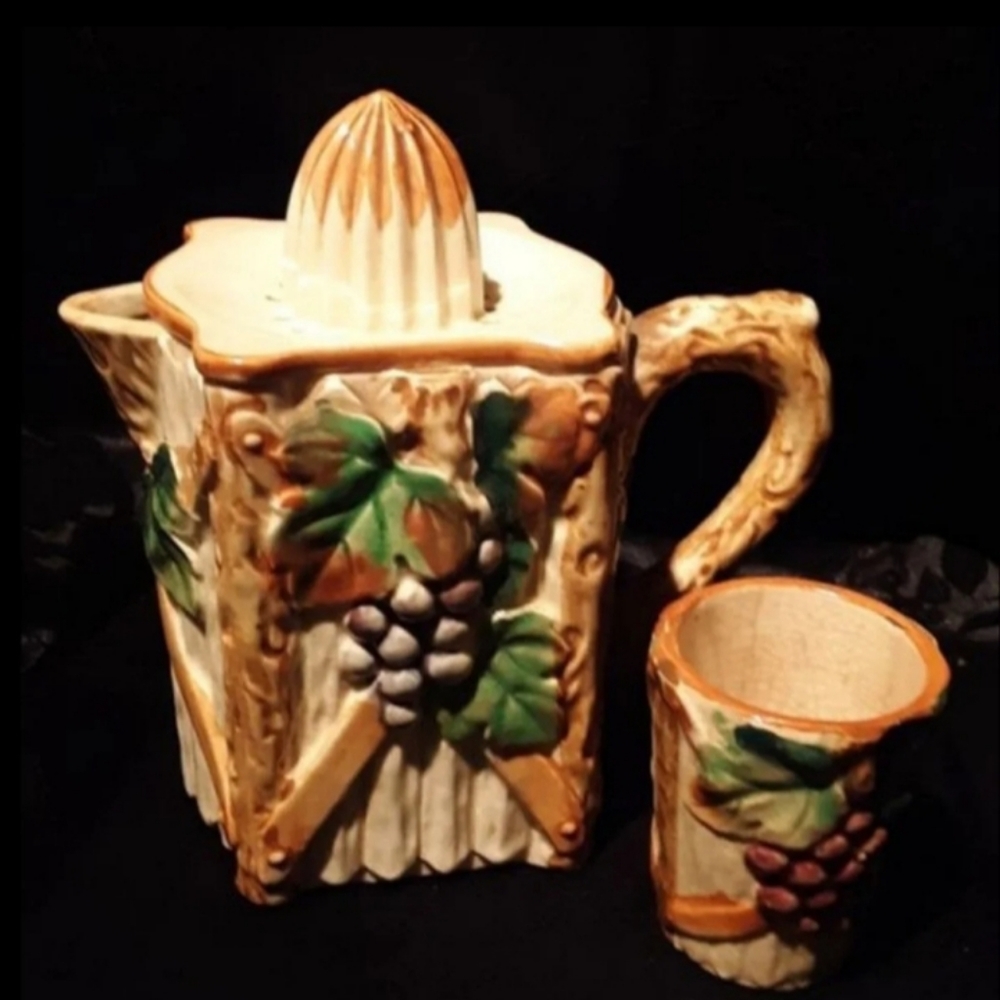c1940 Ceramic Juicer Pitcher w/cuppy ~ Japan